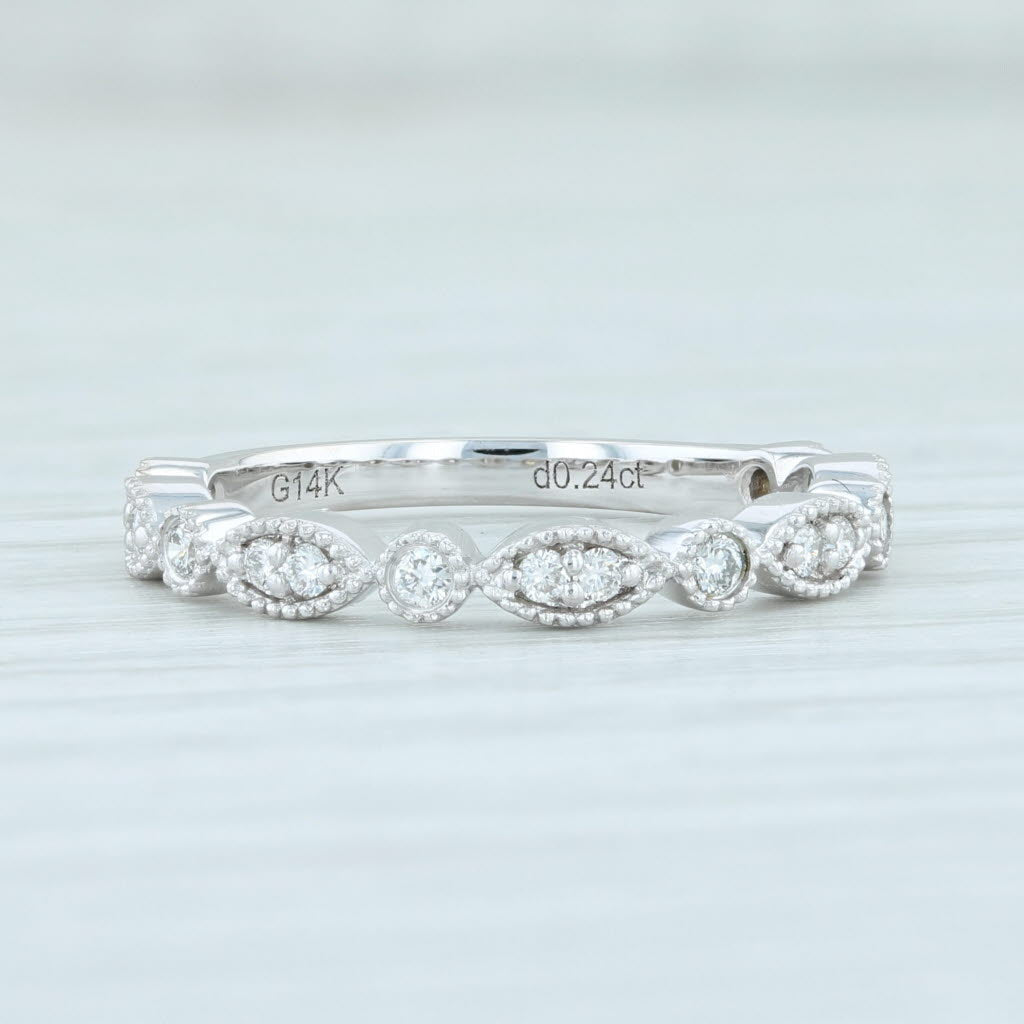 Light Gray New 0.24ctw Diamond Stackable Ring 14k White Gold S 6.5 Wedding Anniversary Band