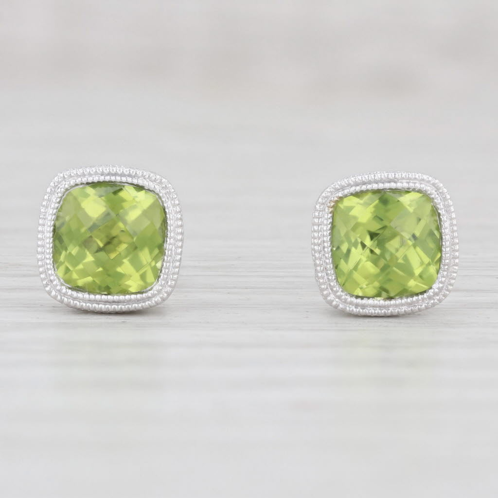 Light Gray New 2.18ctw Peridot Solitaire Stud Earrings 14k White Gold August Birthstone