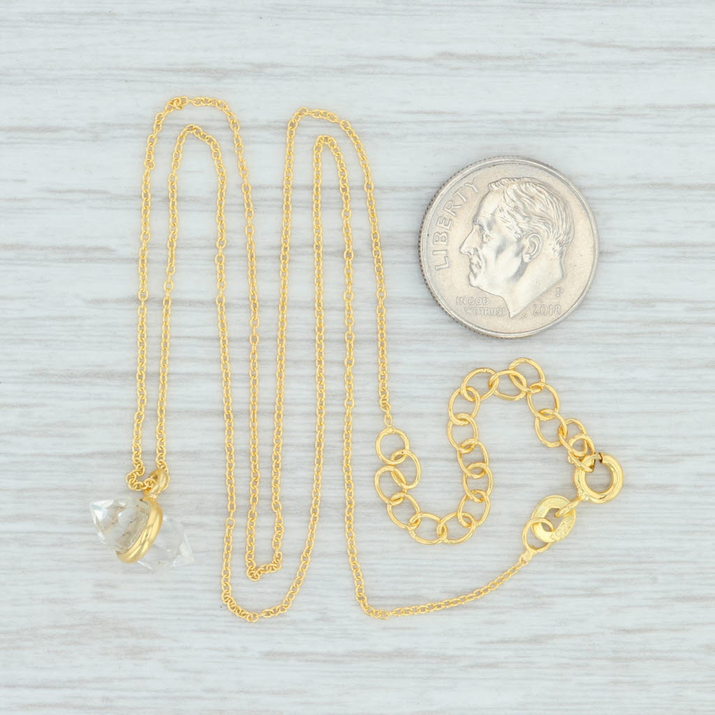 Light Gray New Quartz Crystal Pendant Necklace Sterling Silver 18k Gold Plate Handmade