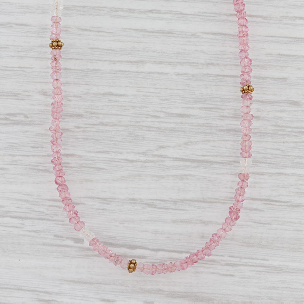 Light Gray New Nina Nguyen Pink Topaz Bead Necklace Gold Vermeil Sterling Long Adjustable