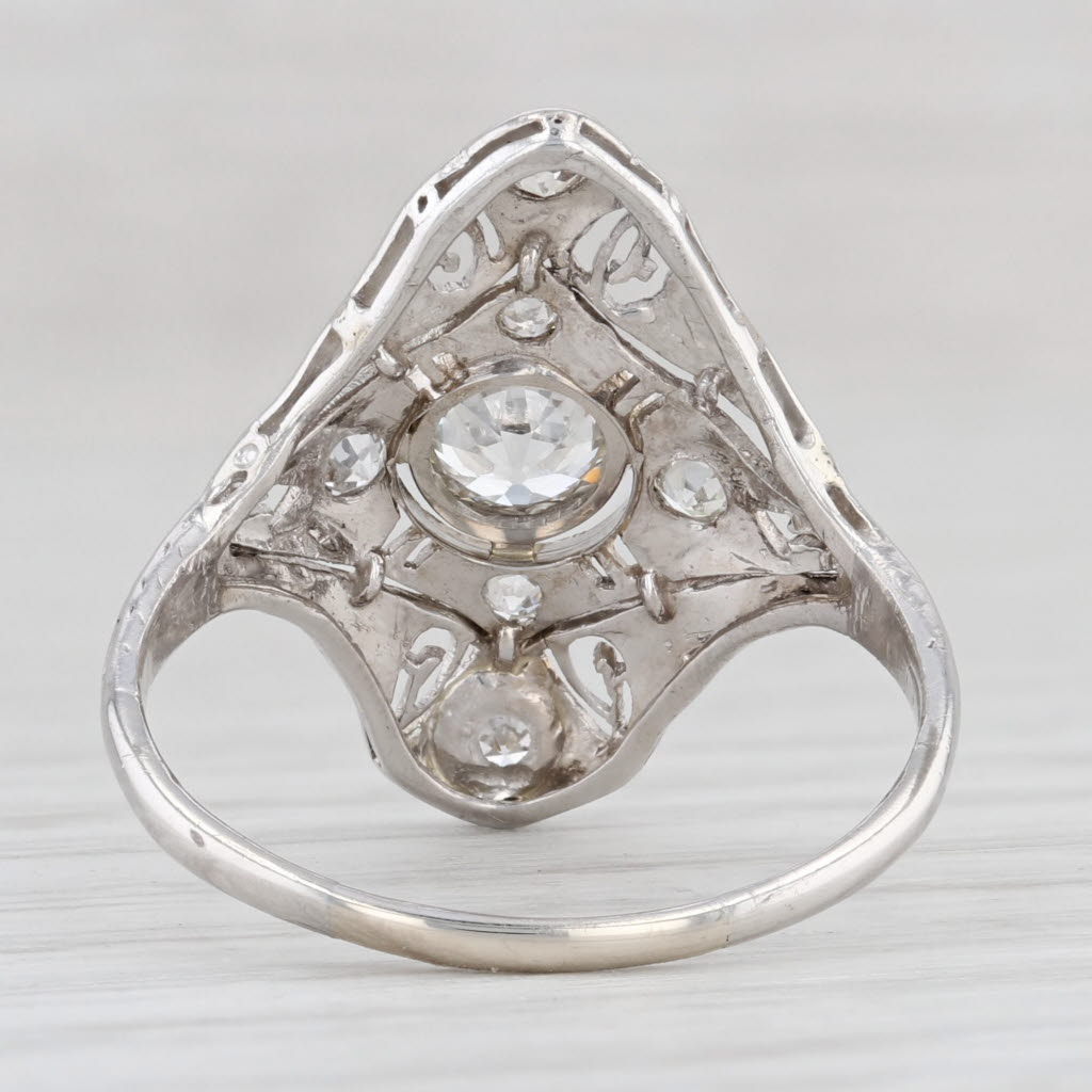Light Gray 0.65ctw Diamond Filigree Art Deco Ring Platinum Size 7.75