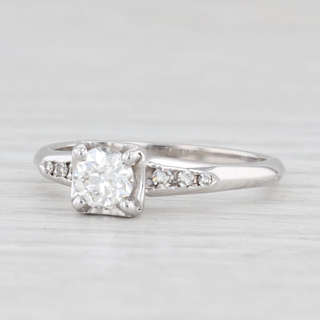 Light Gray Vintage 0.50ctw Round Diamond Engagement Ring 14k White Gold Keepsake