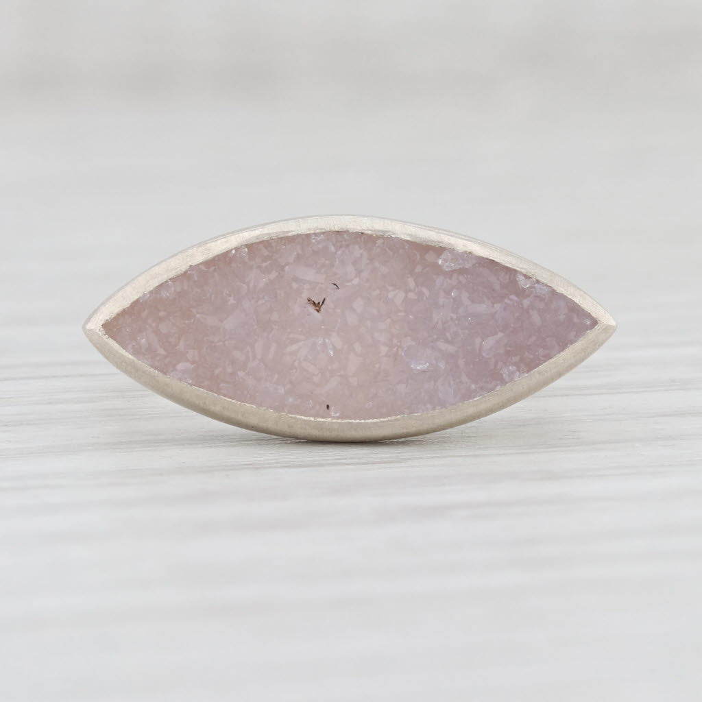 Light Gray New Nina Nguyen Statement Ring White Druzy Quartz Sterling Silver Size 7