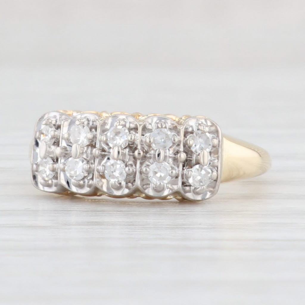 Light Gray Vintage 0.23ctw Diamond Ring 14k Yellow Gold Size 4.5 Anniversary