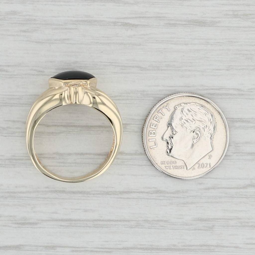 Light Gray Onyx Diamond Ring 14k Yellow Gold Size 5.75 Stackable