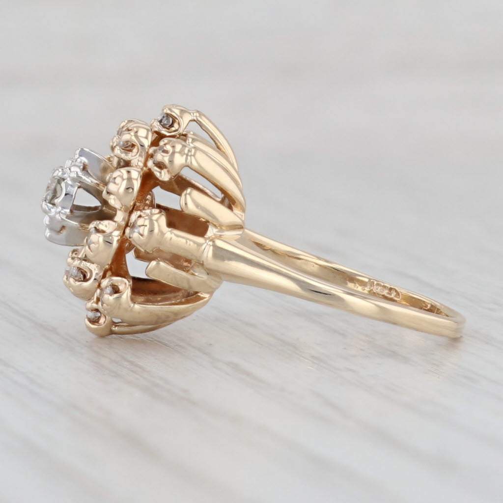 Light Gray 0.23ctw Diamond Chandelier Cluster Ring 14k Yellow Gold Size 5.25 Engagement