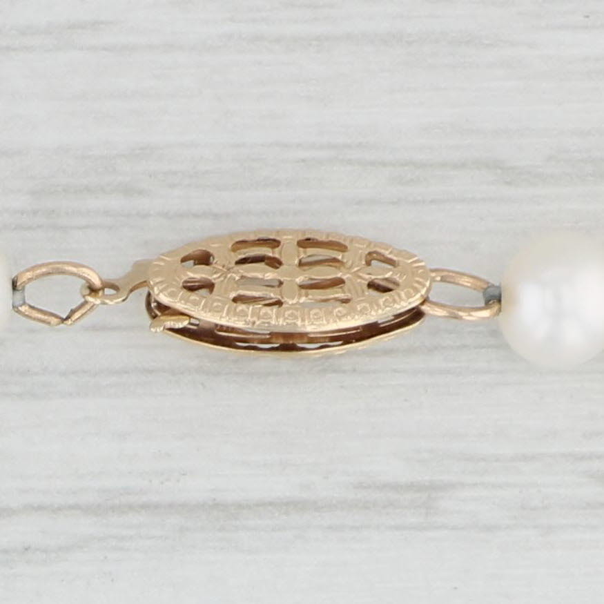 Light Gray Cultured Pearl Strand Necklace 14k Gold 18" 5mm