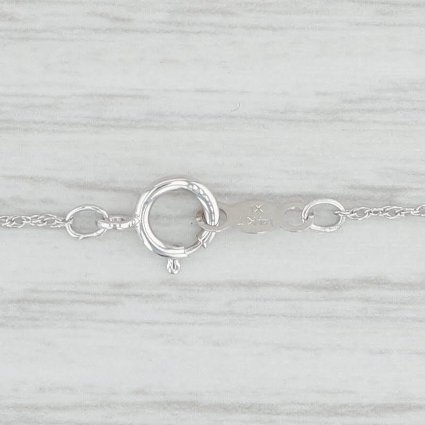 Light Gray Diamond Letter "W" Pendant Necklace 14k White Gold 18" Rope Chain