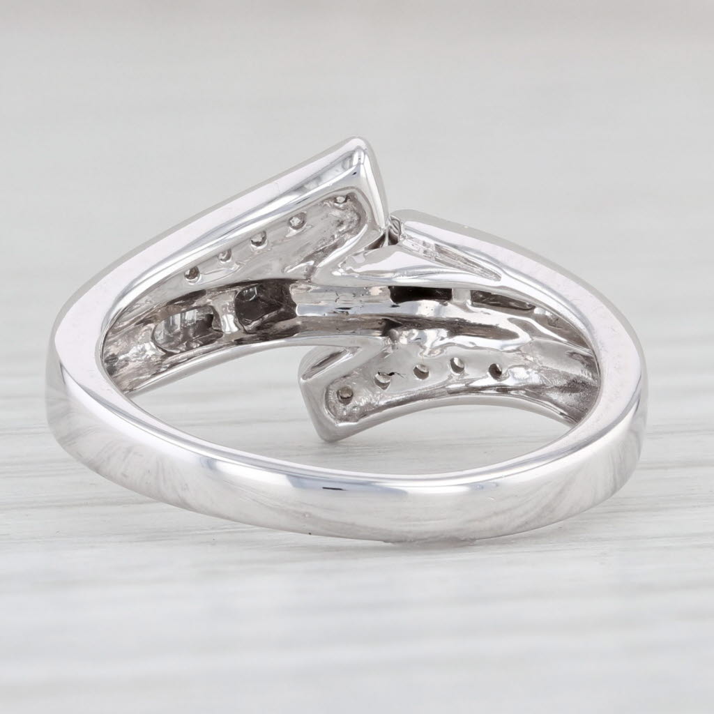 Light Gray 0.25ctw Diamond Bypass Engagement Ring 14k White Gold Size 6