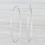 Light Gray New Round Hoop Earrings 14k White Gold Snap Top Pierced Hoops 65mm x 2mm