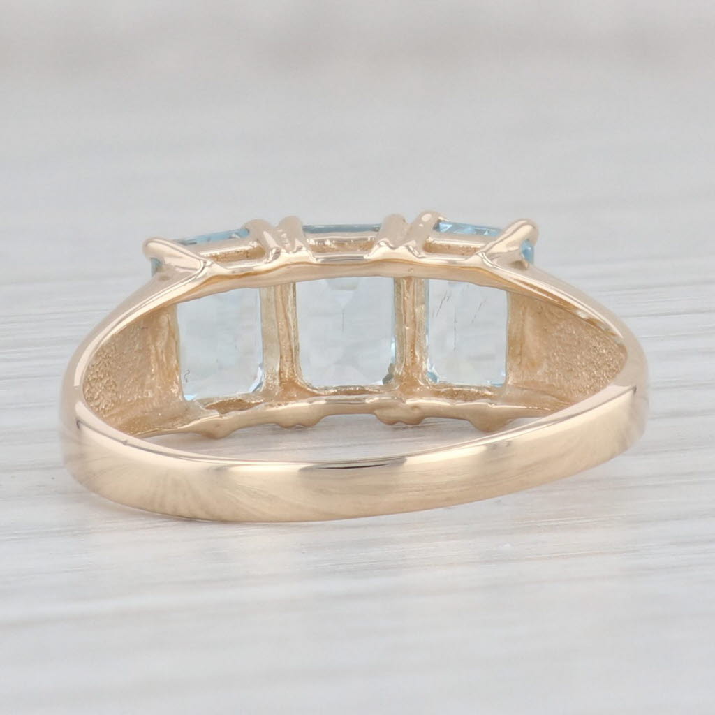 Light Gray 1.60ctw 3-Stone Aquamarine Ring 14k Yellow Gold Size 8 March Birthstone