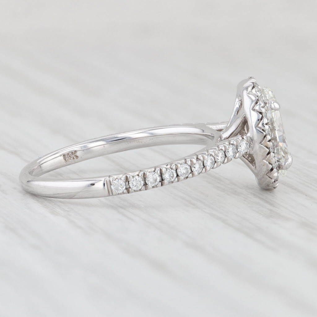 Light Gray 1.16ctw VS1 GIA Oval Diamond Halo Engagement Ring 14k White Gold Size 6