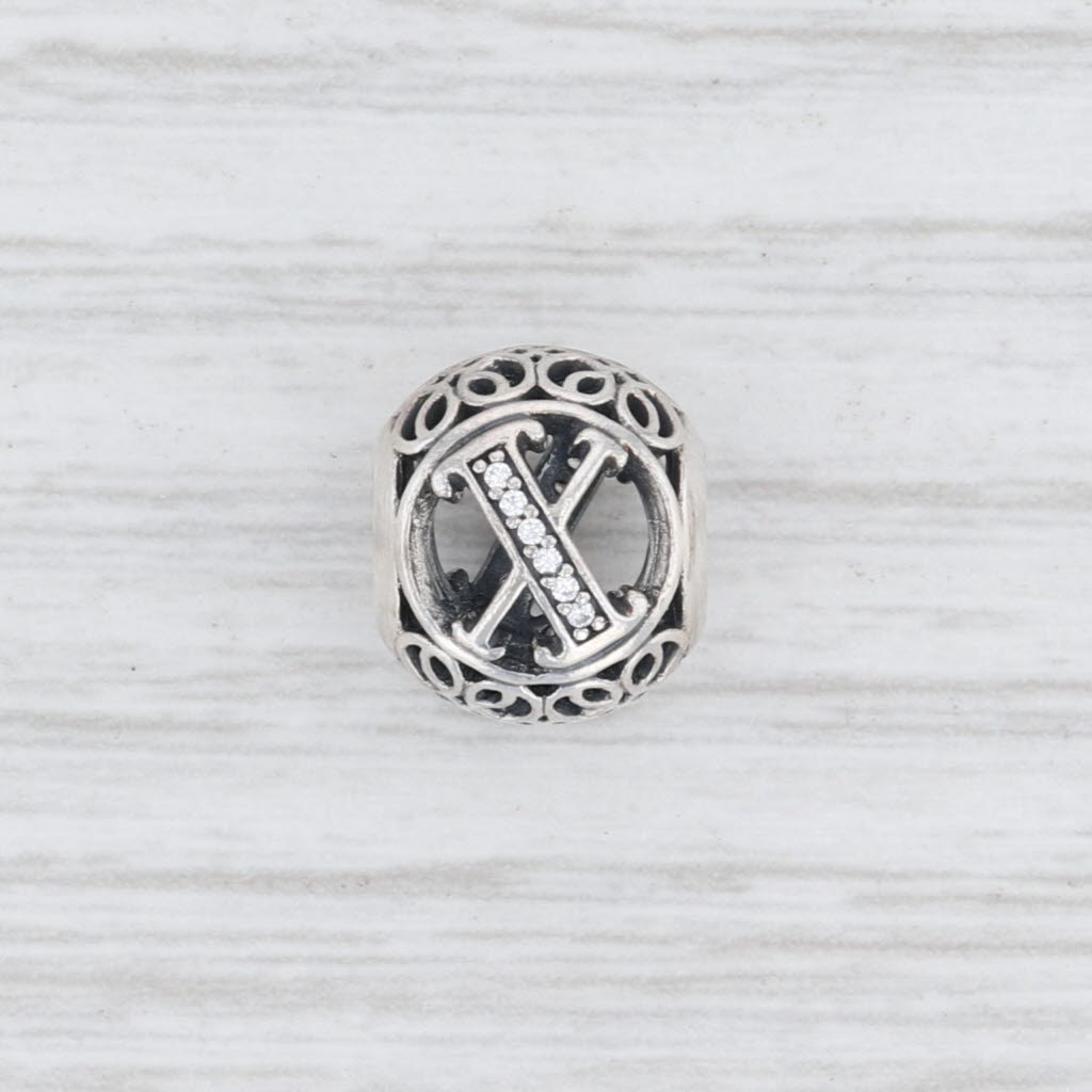 Light Gray New Authentic Pandora Vintage X Charm 791868CZ Sterling Silver Letter "X"