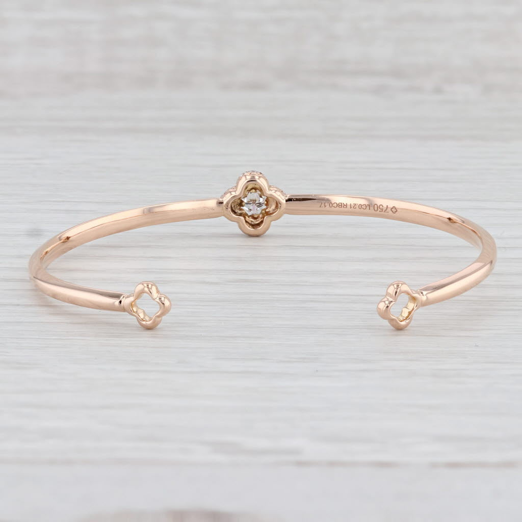 Light Gray 0.38ctw VS2 Diamond Cuff Bracelet 18k Rose Gold 6.25" Adjustable