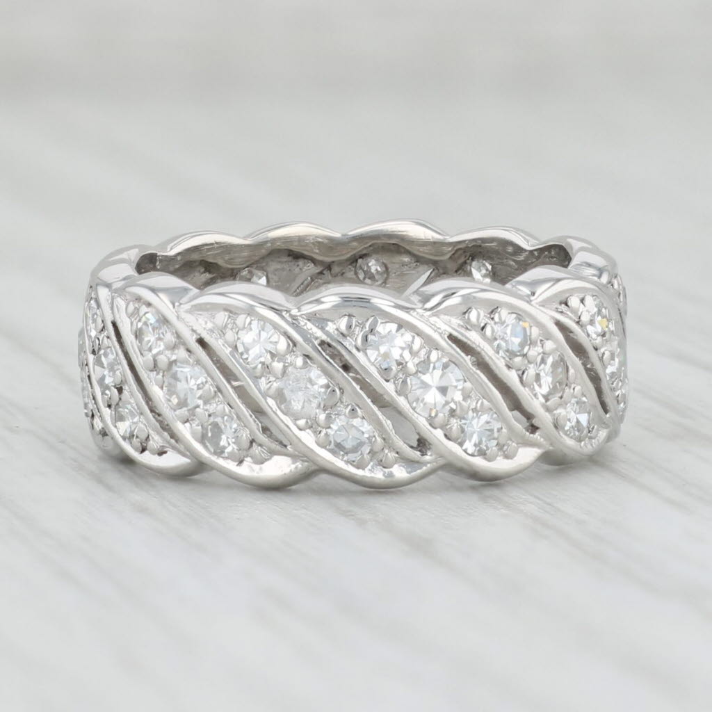 Light Gray Vintage 0.78ctw Diamond Eternity Ring Platinum Palladium Size 6