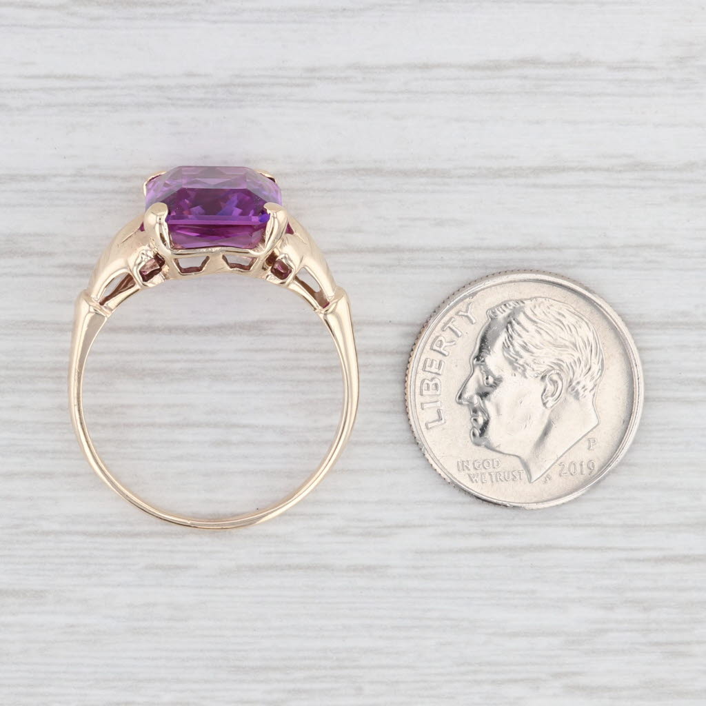 Light Gray 7.30ct Vintage Lab Created Purple Sapphire Solitaire Ring 10k Yellow Gold Sz 9.5