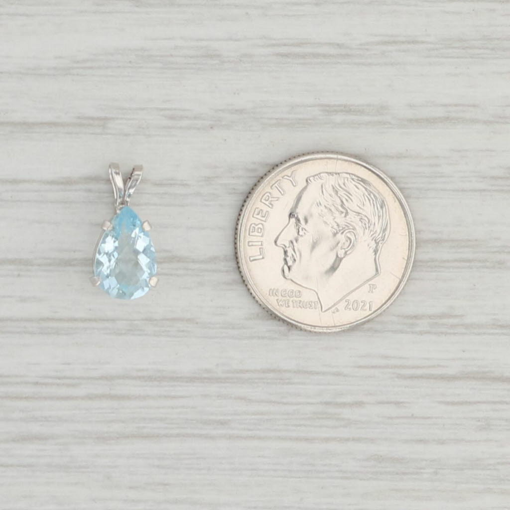 Light Gray New 1ct Aquamarine Teardrop Pendant 14k Gold Pear Solitaire March Birthstone