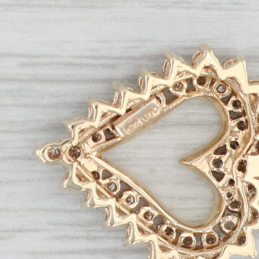 Gray 0.97ctw Diamond Open Heart Pendant 10k Yellow Gold Gift Keepsake