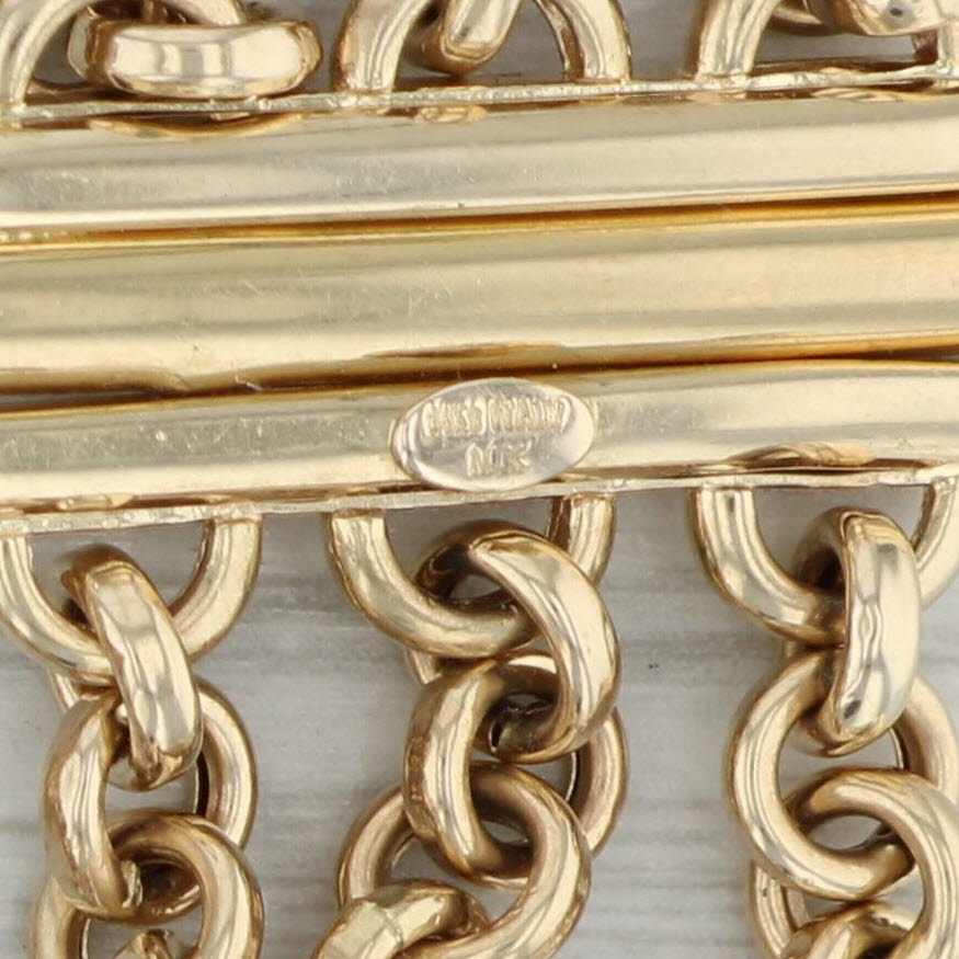 Tan Cultured Gray Pearl Multichain Bracelet 14k Yellow Gold 7.5"