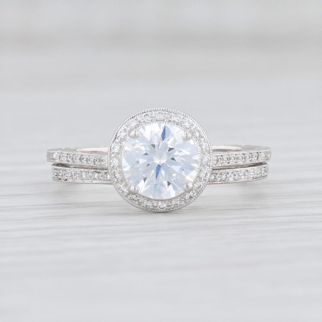 Light Gray New Beverley K Bridal Set Semi Mount Engagement Ring Diamond Wedding Band 6.5