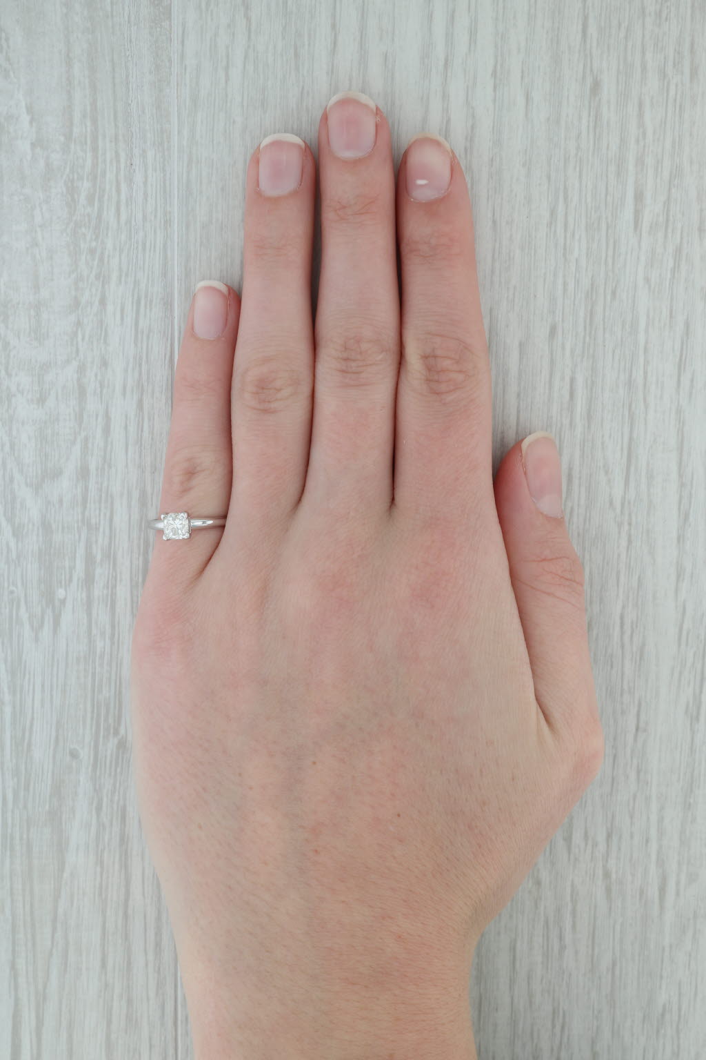 Dark Gray 1.03ct Princess Square Solitaire Diamond Engagement Ring 14k White Gold Size 5.5 GIA