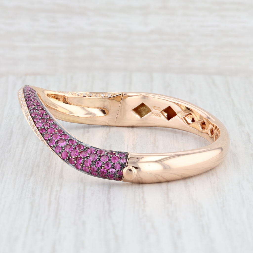 Light Gray Zydo Zybert 5.50ctw Pink Sapphire Diamond Bangle Bracelet 18k Rose Gold 6.25”