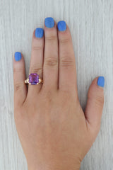 Dark Gray 7.30ct Vintage Lab Created Purple Sapphire Solitaire Ring 10k Yellow Gold Sz 9.5