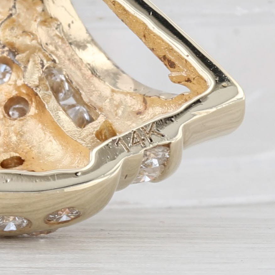 Light Gray 0.85ctw Diamond Fan Slide Pendant 14k Yellow Gold