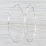 Light Gray New Round Hoop Earrings 14k White Gold Snap Top Pierced Hoops 65mm x 2mm
