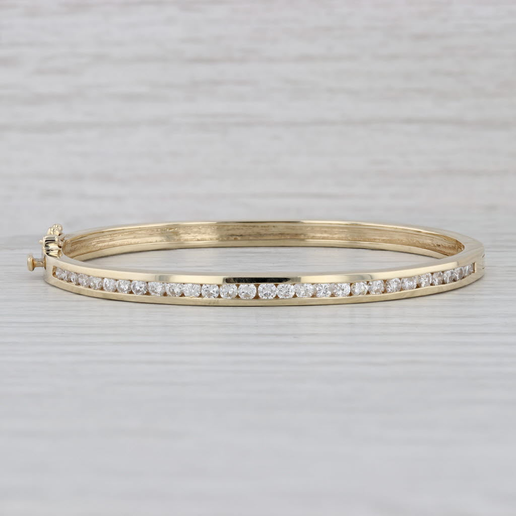 Gray 1.25ctw Diamond Bangle Bracelet 14k Yellow Gold 6.5" Hinged Oval