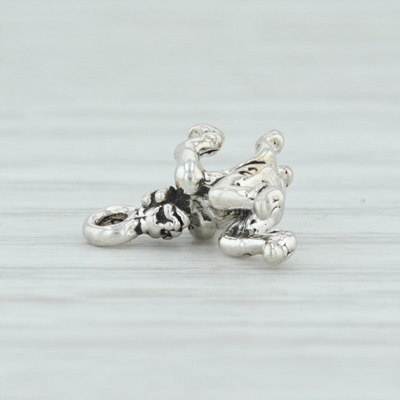 Light Gray 12 Days of Christmas Leaping Lord Charm Sterling Silver 3D Figural Holiday