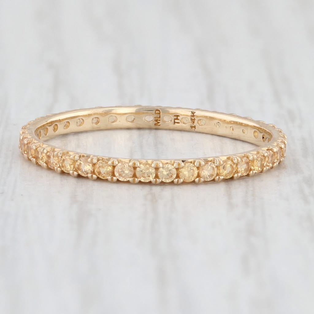 Light Gray New 1.10 Mandarin Garnet Eternity Band 14k Yellow Gold Stackable Ring Size 8.75
