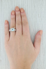 Gray 1.75ctw Cushion Aquamarine Diamond Ring 14k Gold Size 7.25 March Birthstone
