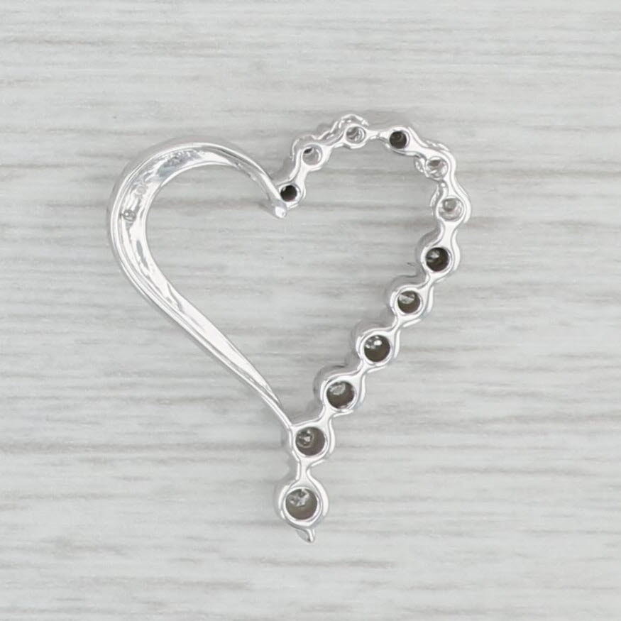 Light Gray Half Diamond Open Heart Pedant 10k White Gold