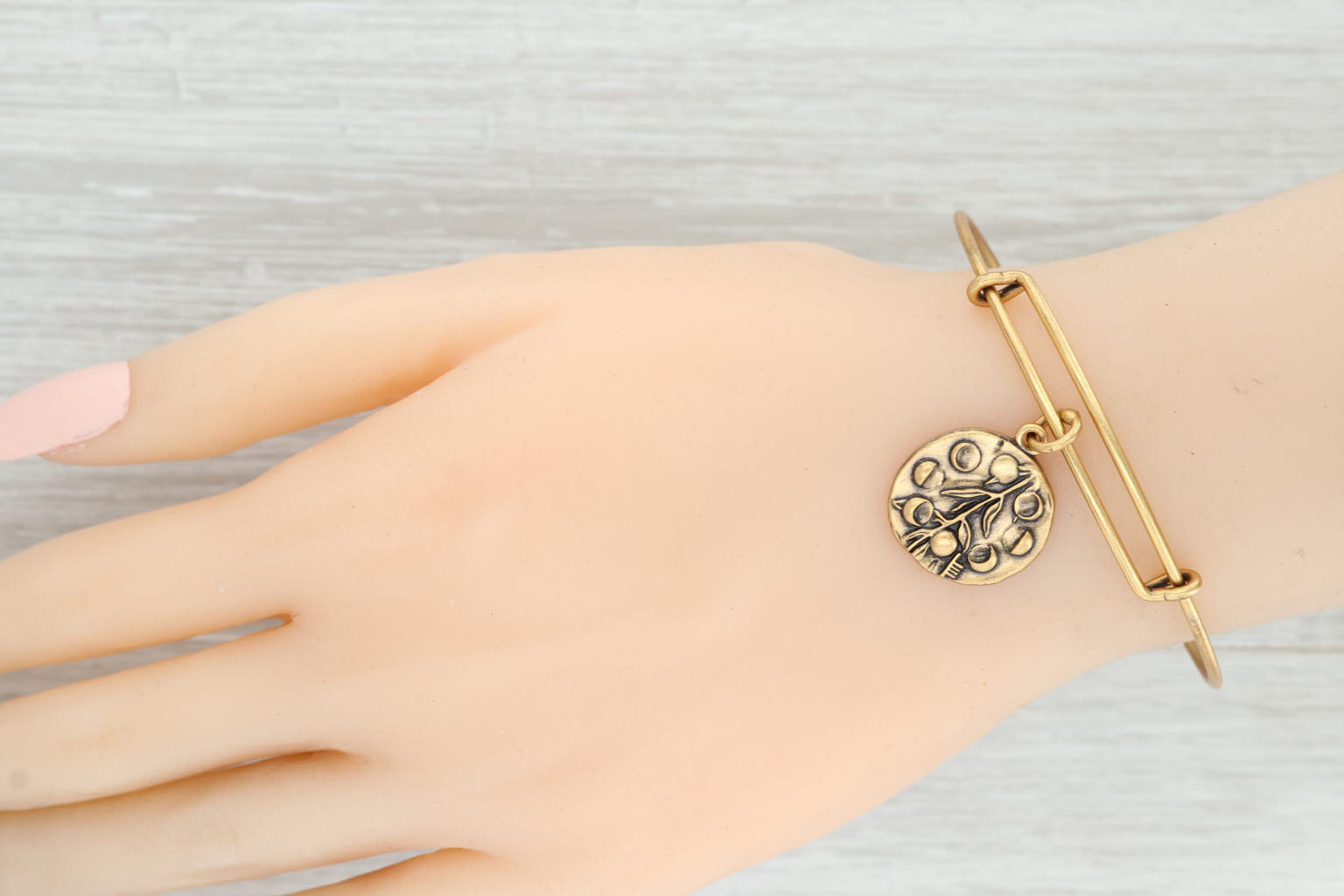 Wheat New Alex and Ani Wilow Flower Bangle Charm Bracelet Rafaelian Gold Expandable