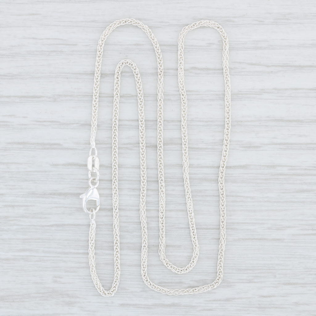 Light Gray New Spiga Wheat Chain Necklace Sterling Silver 20" 1.1mm Italy 925 Lobster Clasp