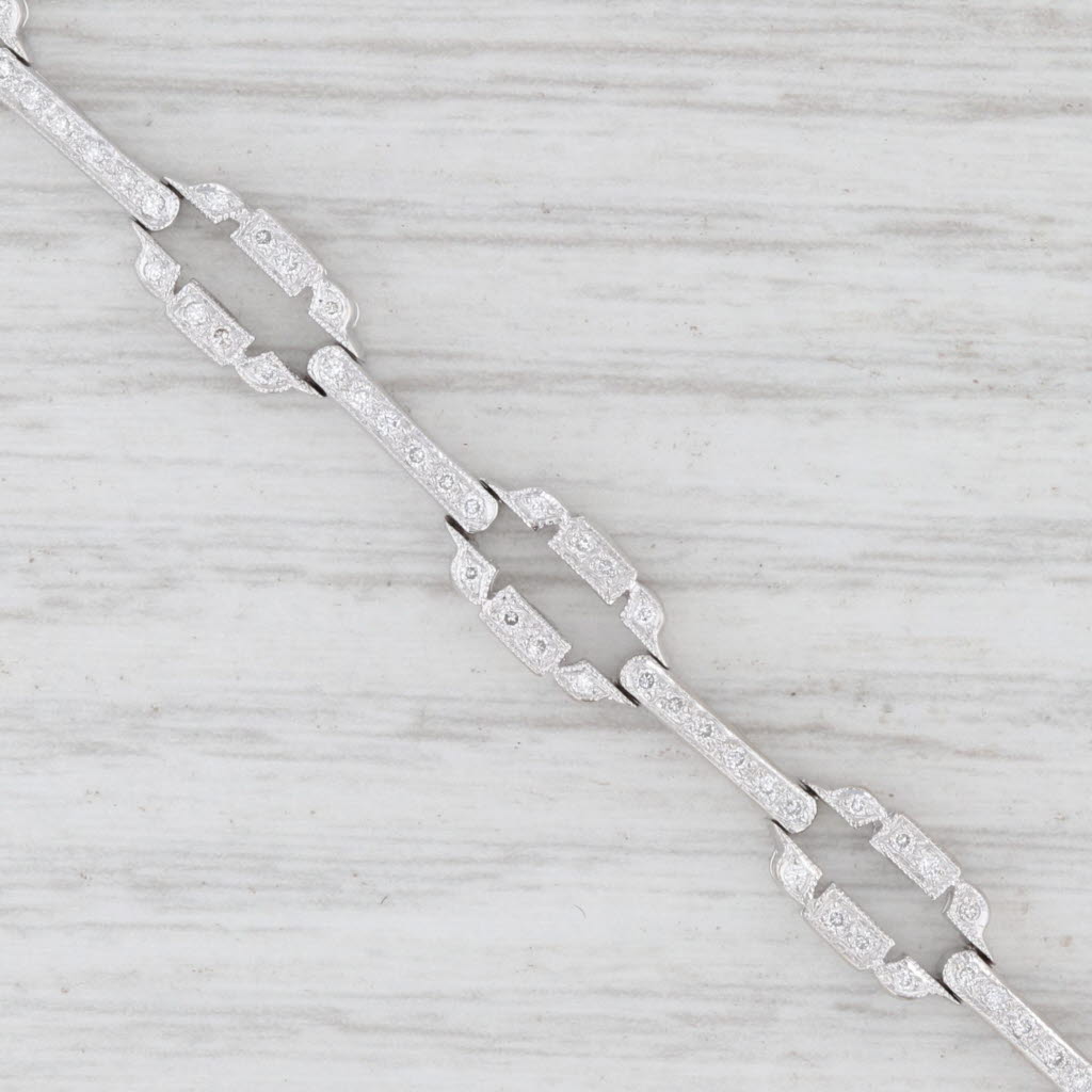 Light Gray 0.48ctw Diamond Bracelet 18k White Gold 6.75” 6mm