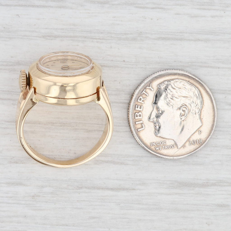 Light Gray Vintage Ebel Ladies Watch Ring 14k Gold Size 5.25 Mechanical Serviced Warranty