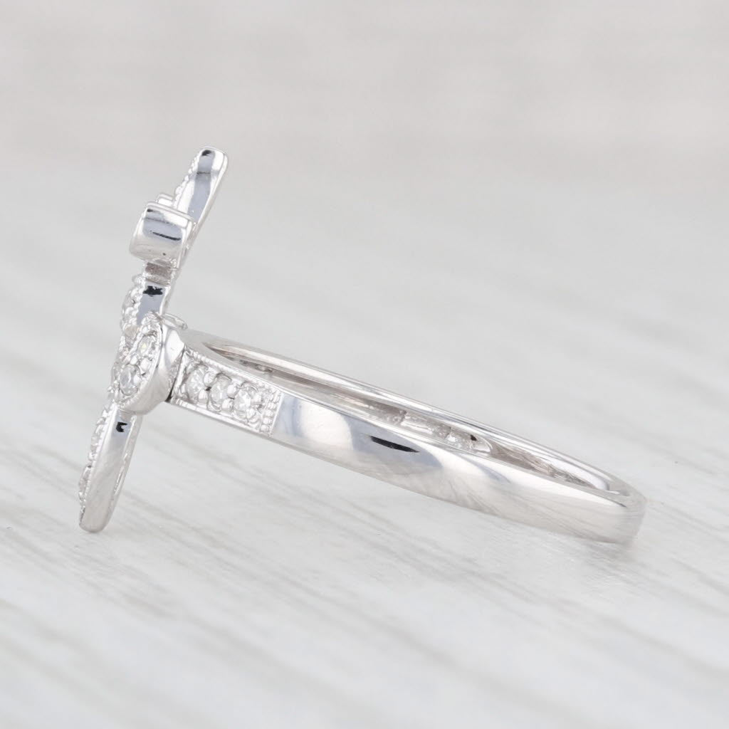 Light Gray 0.14ctw Diamond Fleur De Lis Ring 14k White Gold Size 5.25