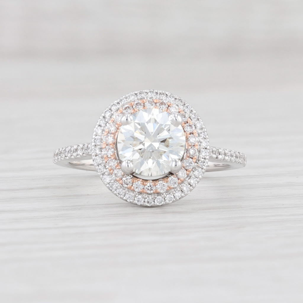 Light Gray 1.70ctw Diamond Halo Engagement Ring 14k White Gold GIA Round VS1 XXX Size 6.5