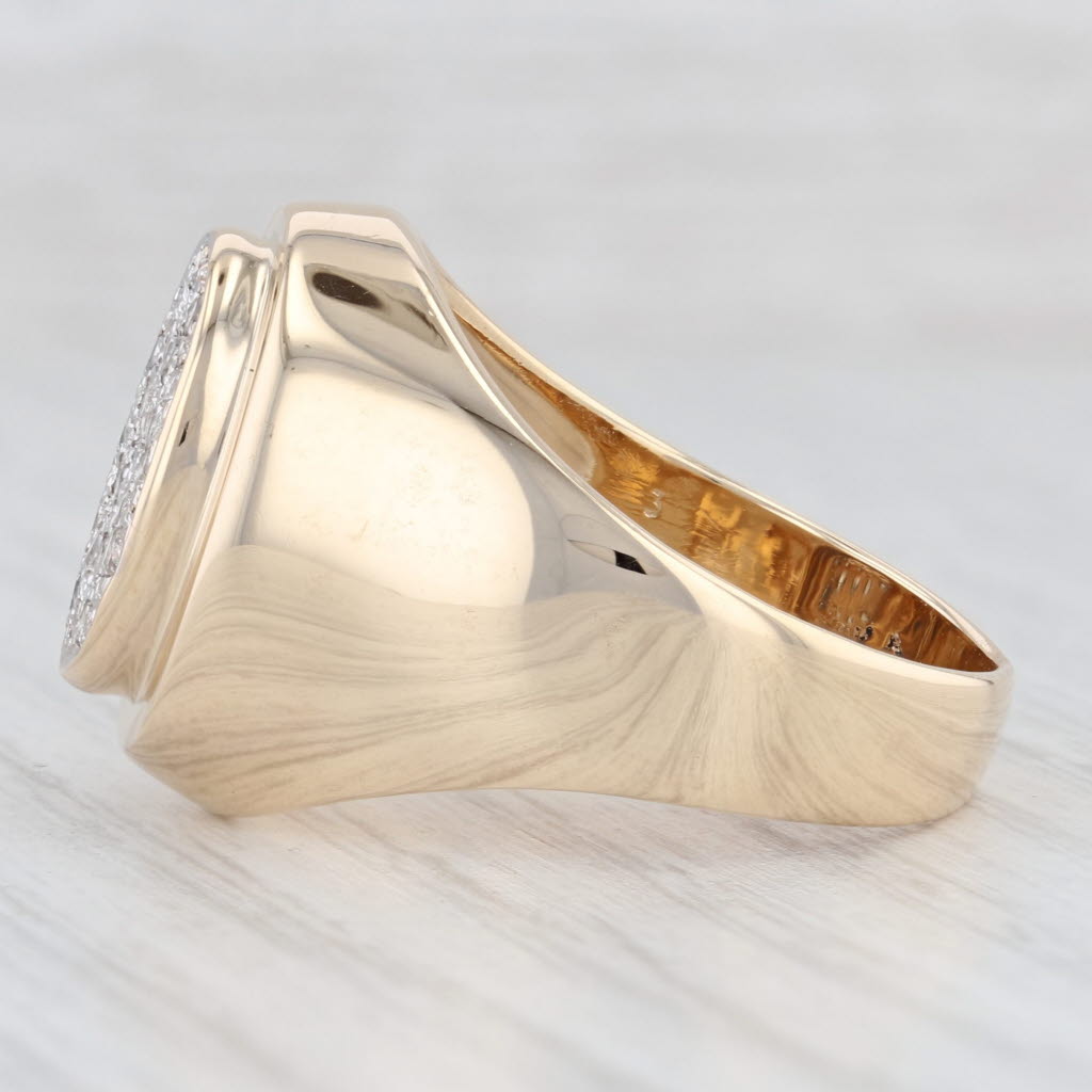 Light Gray 0.35ctw Pave Diamond Cluster Ring 14k Yellow Gold Size 10 Men's