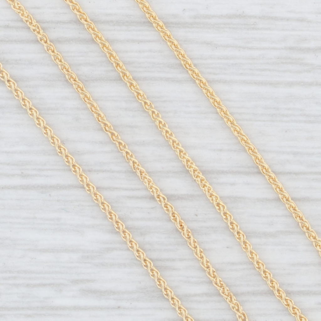 Light Gray New Spiga Wheat Chain Necklace 14k Yellow Gold 16" 0.9mm Italian Lobster Clasp