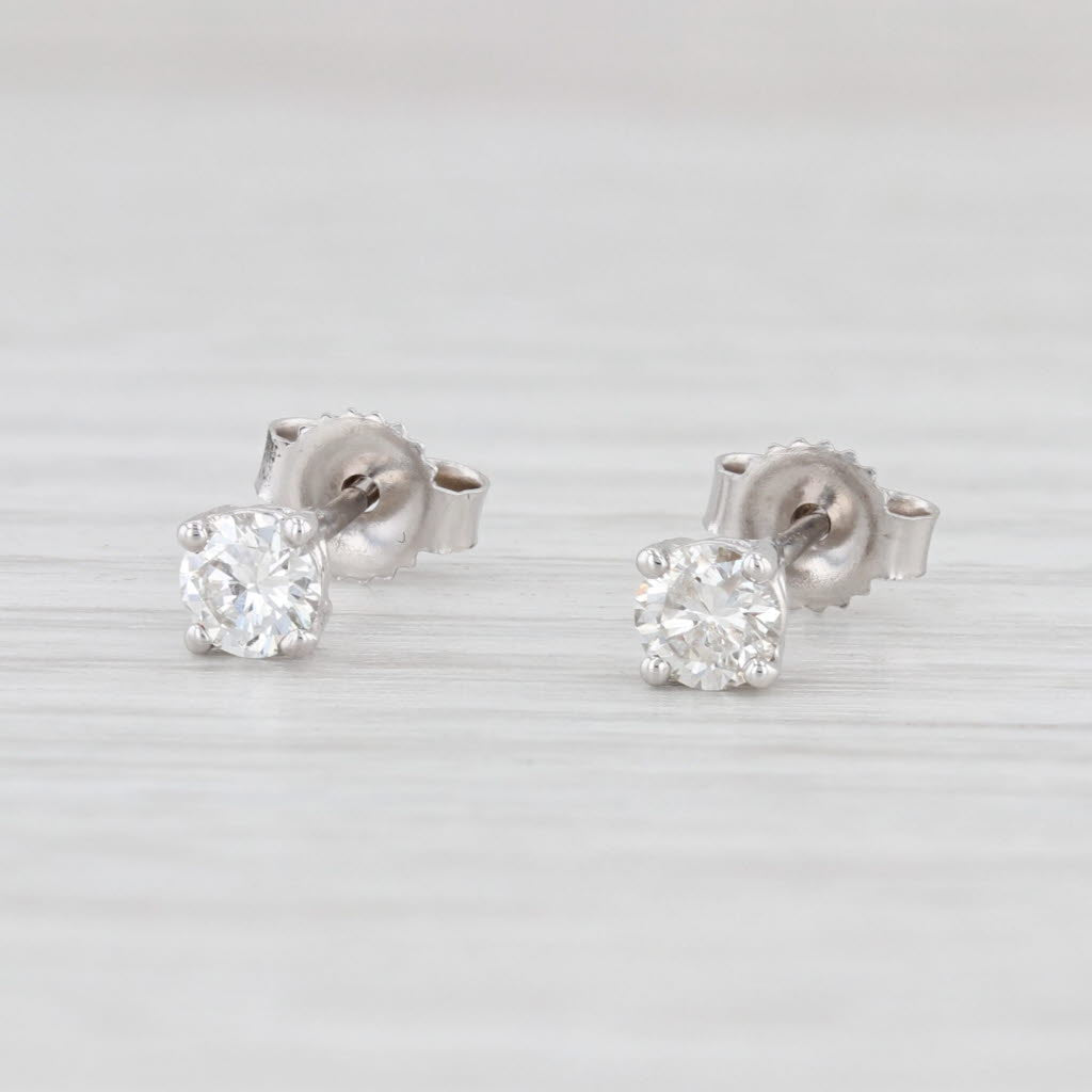 Light Gray New 0.38ctw Diamond Stud Earrings 14k White Gold Round Cut Solitaire