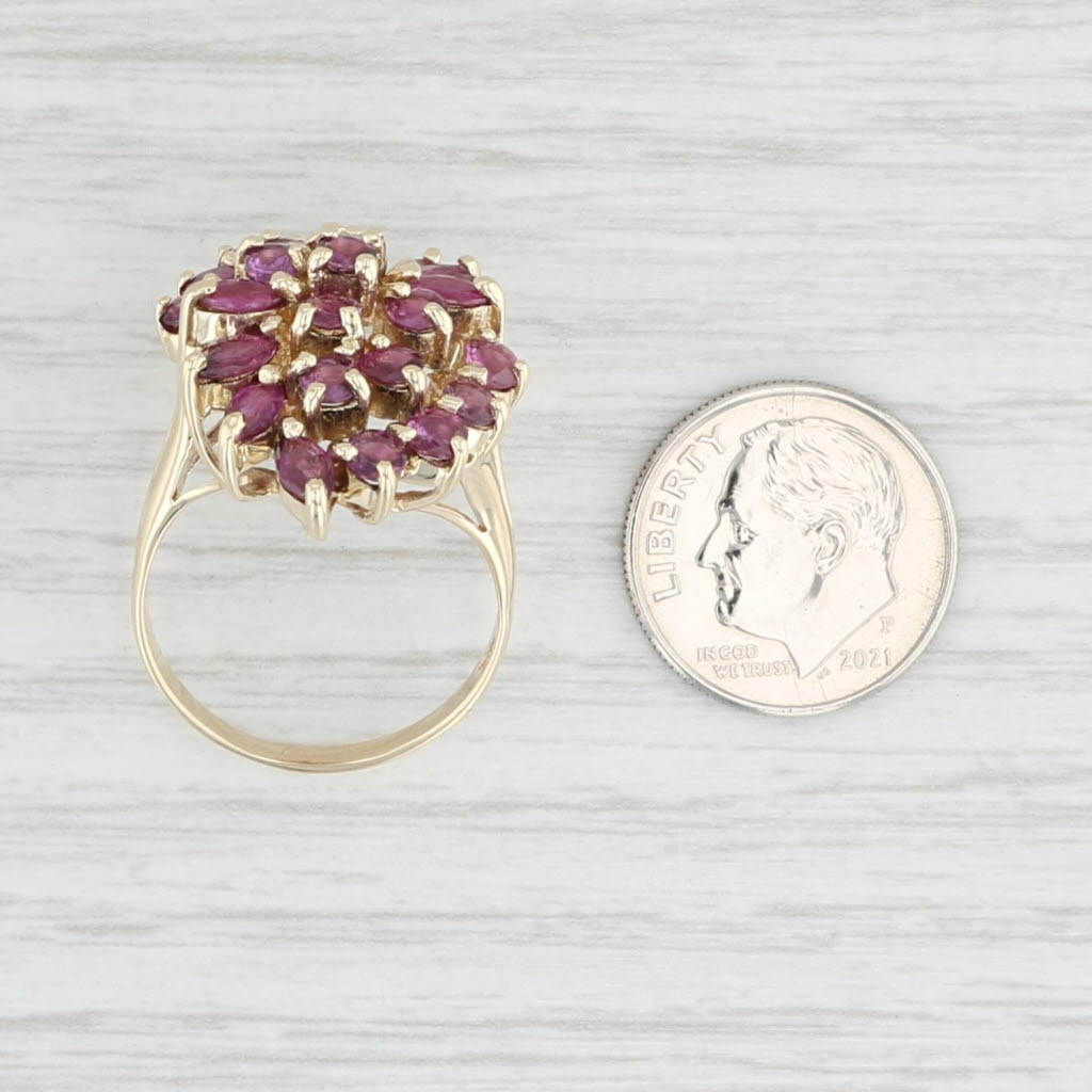Light Gray 3.48ctw Ruby Cluster Cocktail Ring 10k Yellow Gold Size 8.75