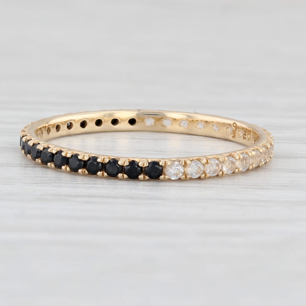 Light Gray New 0.30ctw Black Spinel White Labradorite Eternity Band 14k Gold Stackable Ring