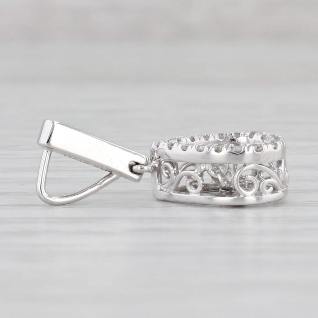 Light Gray 0.18ctw Moving Diamond Teardrop Pendant 14k White Gold