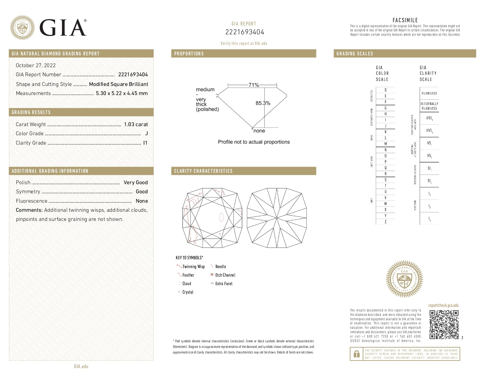 White Smoke 1.03ct Princess Square Solitaire Diamond Engagement Ring 14k White Gold Size 5.5 GIA