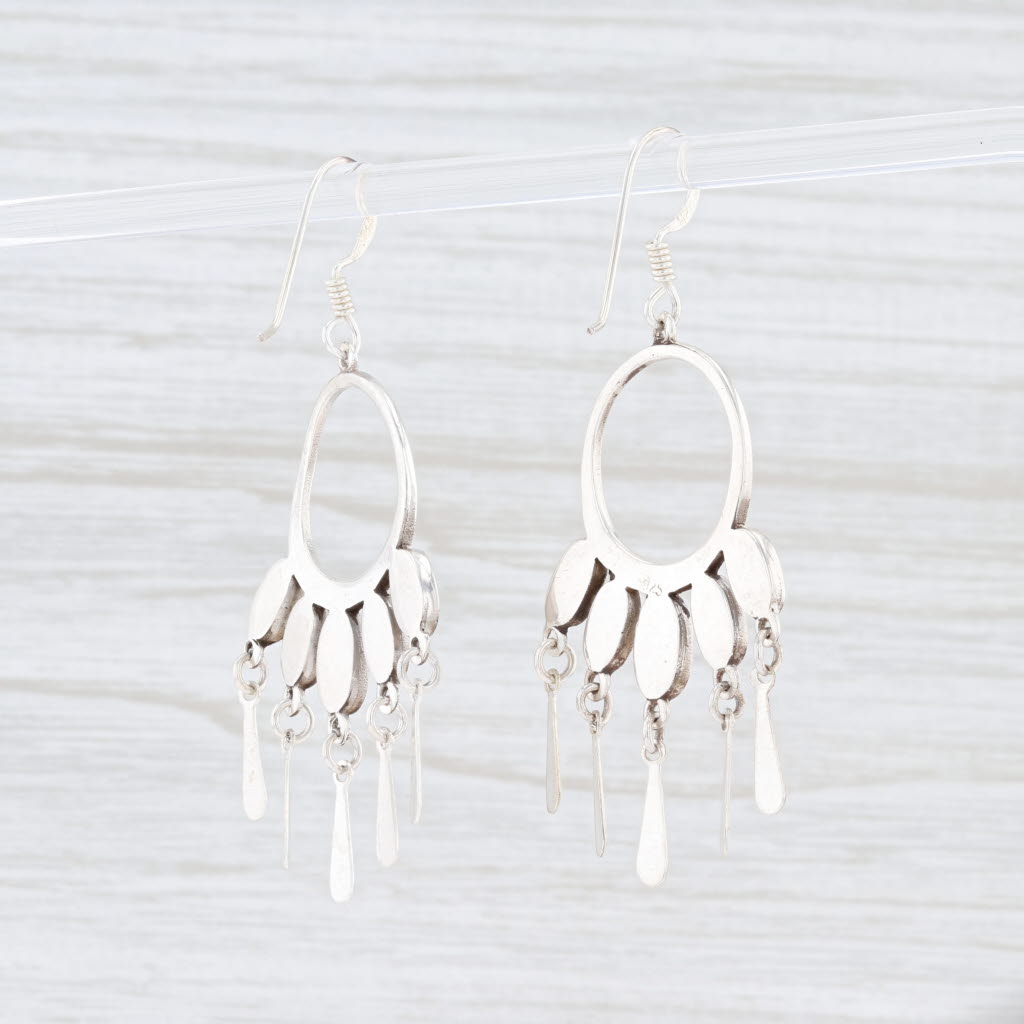 Lavender New Mother of Pearl Fringe Circle Earrings Sterling Silver Hook Posts Dangle