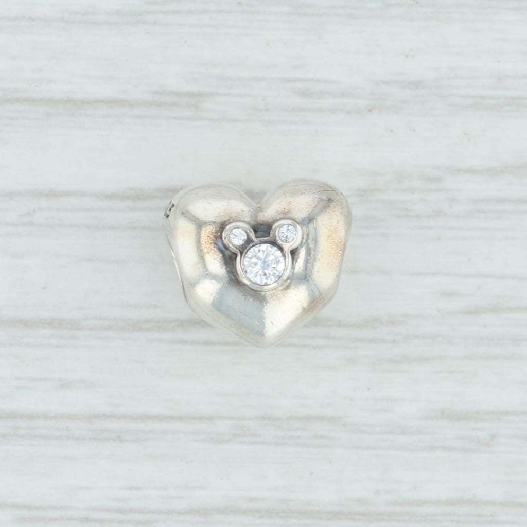 Light Gray New Authentic Pandora Disney Heart of Mickey 791453CZ Sterling Silver Clear CZ