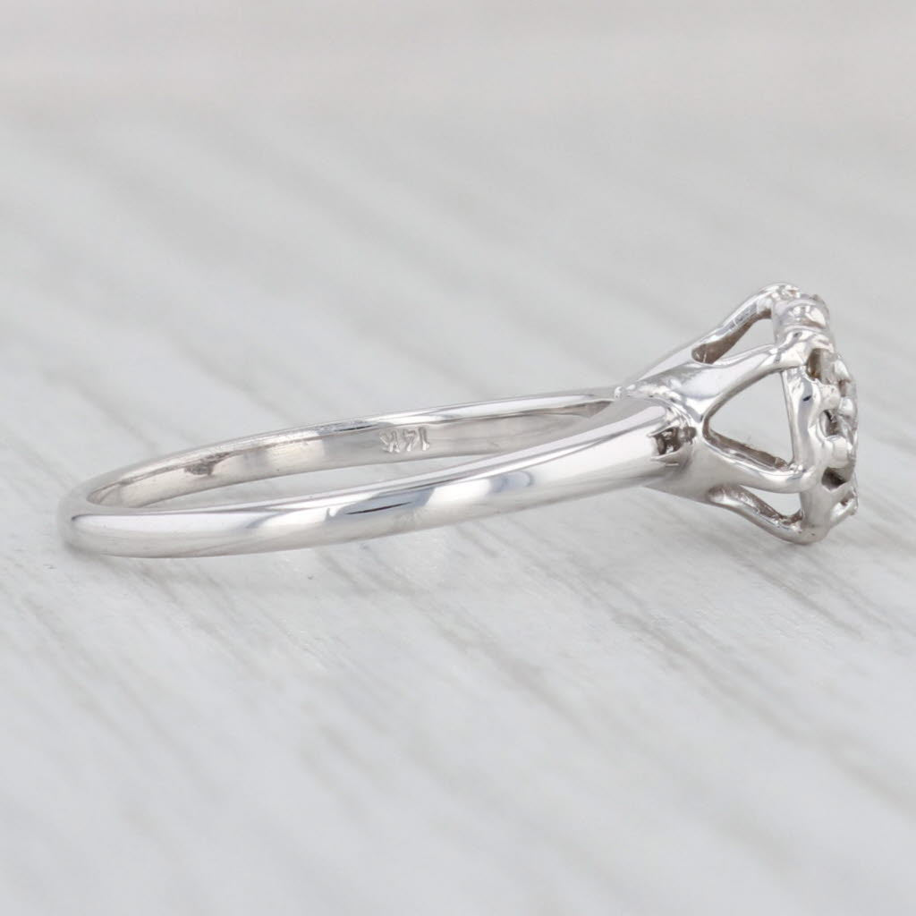 Light Gray Vintage 0.32ctw Diamond Cluster Engagement Ring 14k White Gold Size 6.25